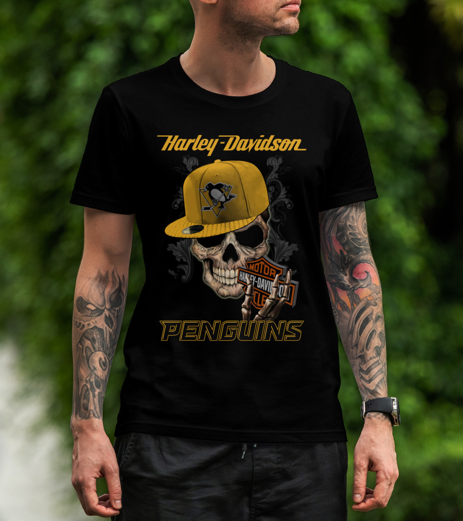 Harley Davidson Pittsburgh Penguins Skull Nhl1 T-Shirt
