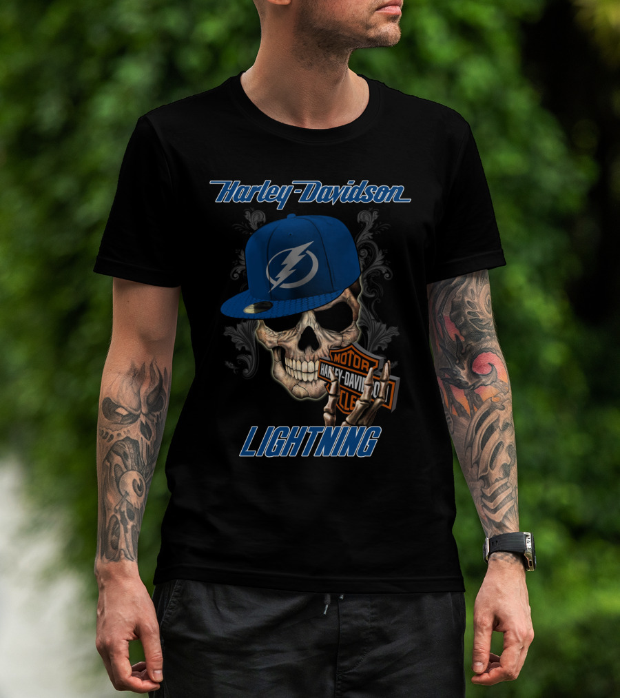 Harley Davidson Lightning Skull Tampa Bay Nhl T-Shirt
