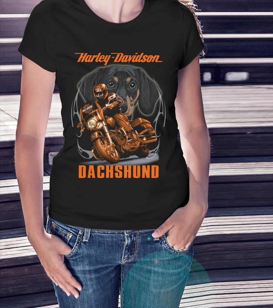 Harley Davidson Dachshund Motorcycle Rider T-Shirt