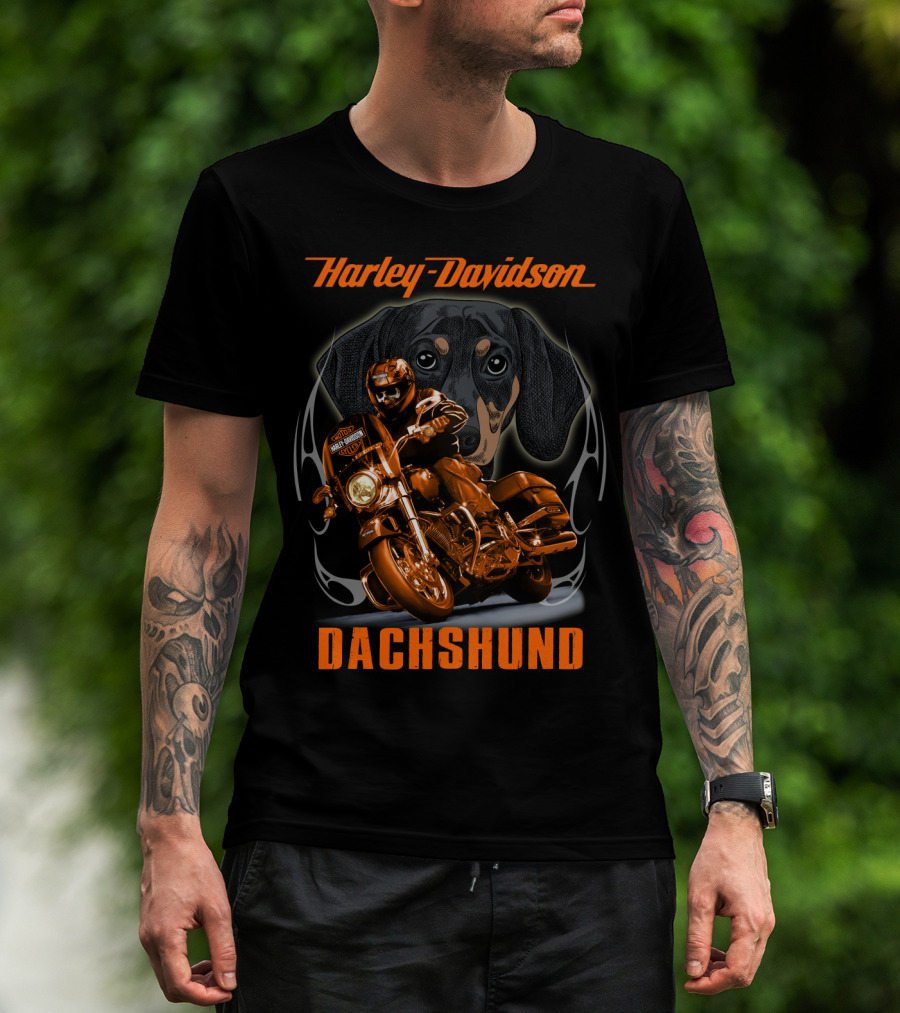 Harley Davidson Dachshund Motorcycle Rider T-Shirt