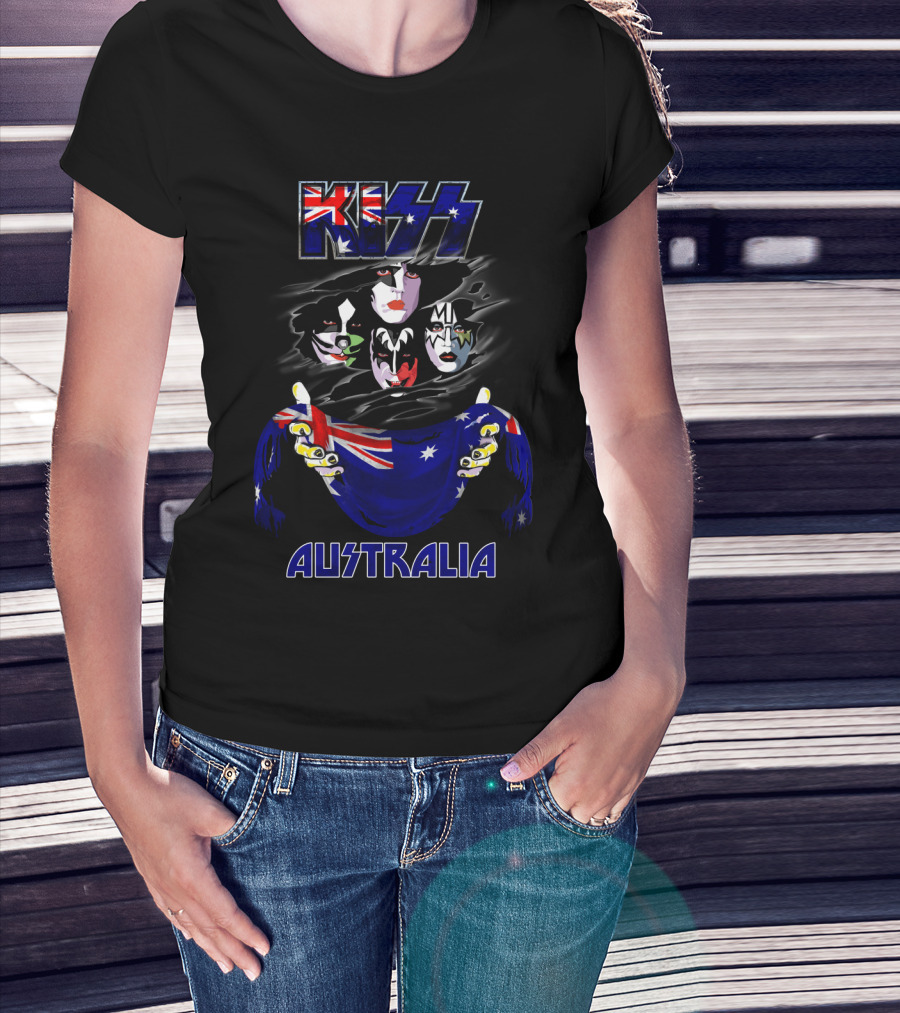 Kiss Australia Faces With Flag T-Shirt