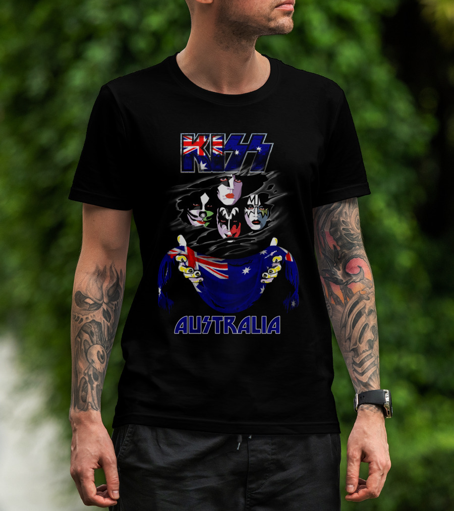 Kiss Australia Faces With Flag T-Shirt