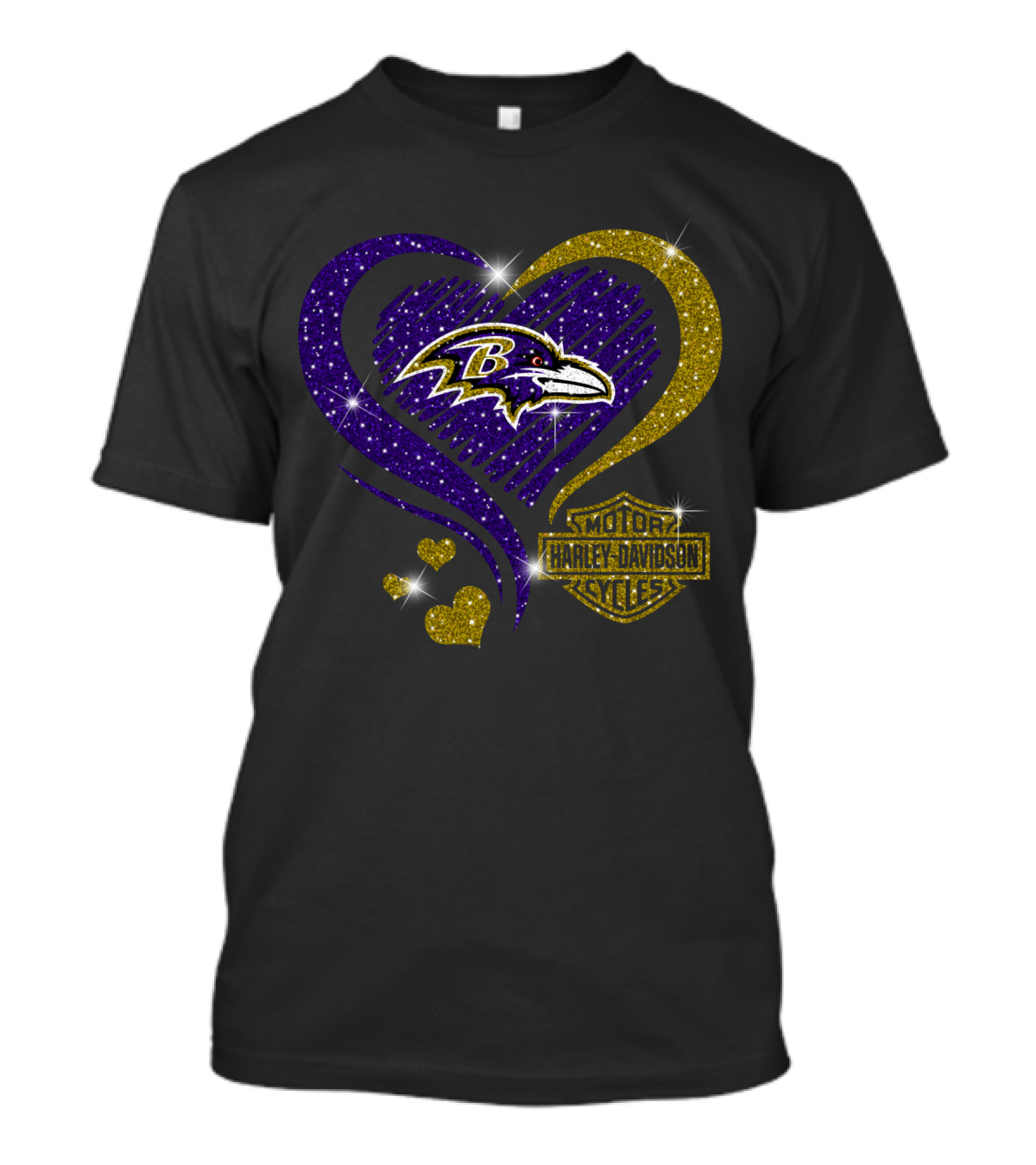 Baltimore Ravens Harley Davidson Heart T-Shirt