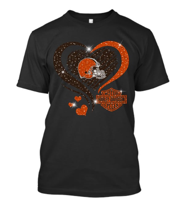 Harley Davidson Cycles Cleveland Browns Heart Helmet T-Shirt
