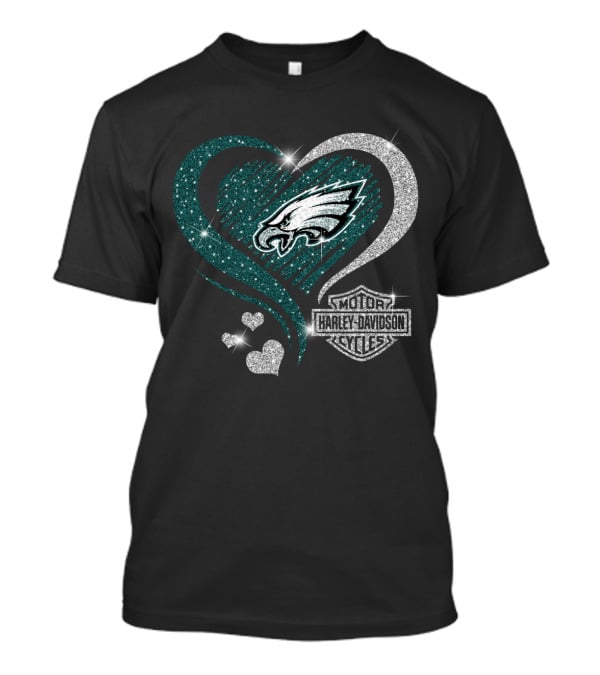 Philadelphia Eagles Harley Davidson Heart T-Shirt