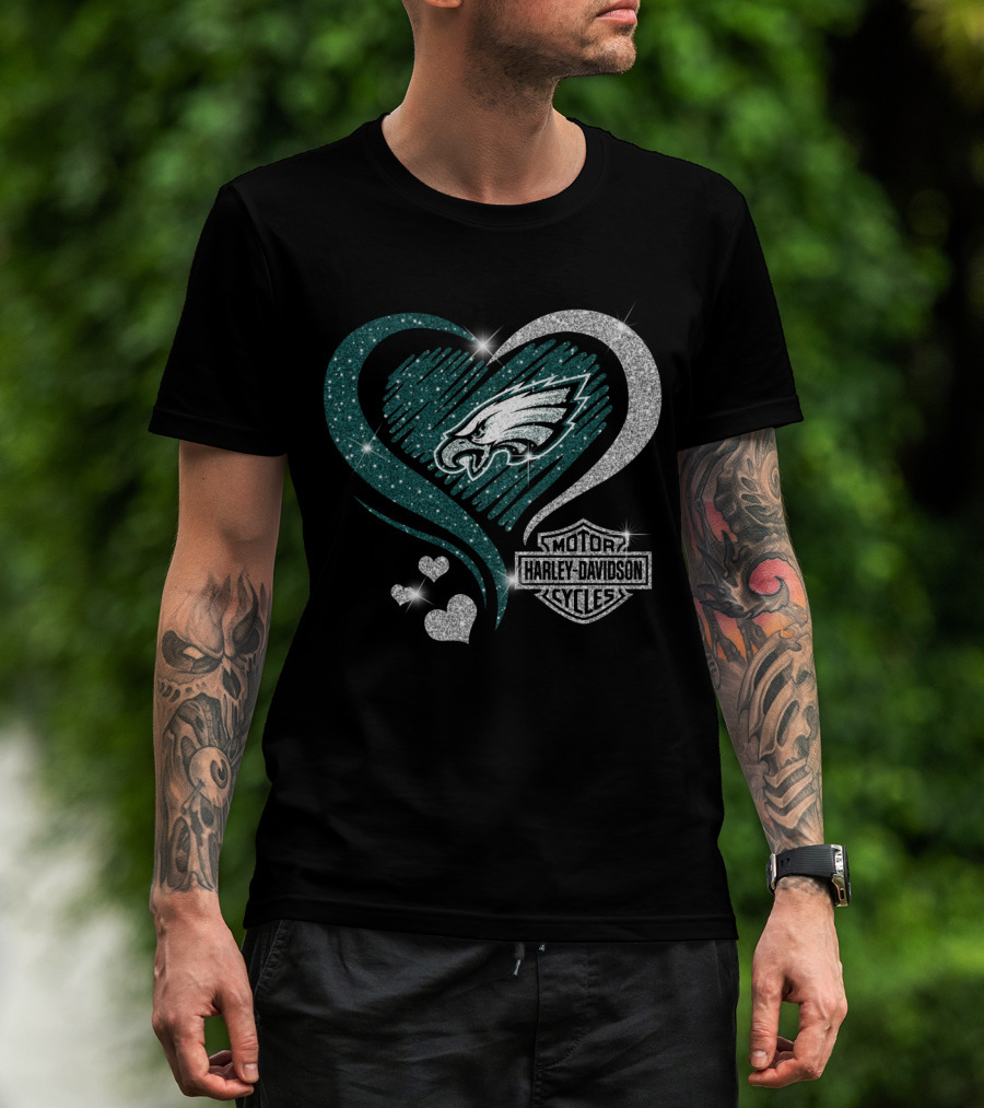 Philadelphia Eagles Harley Davidson Heart T-Shirt
