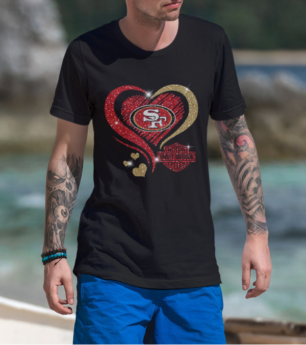 San Francisco 49ers Harley Davidson Heart T-Shirt