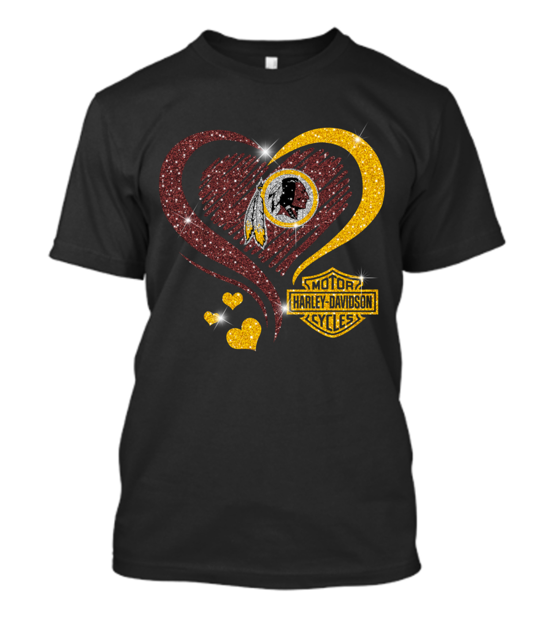 Motor Harley Davidson Cycles Washington Redskins Heart T-Shirt