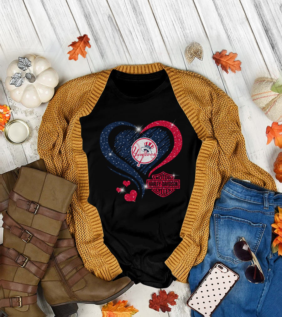 Yankees Heart Harley Davidson Mlb New York Yankees T-Shirt