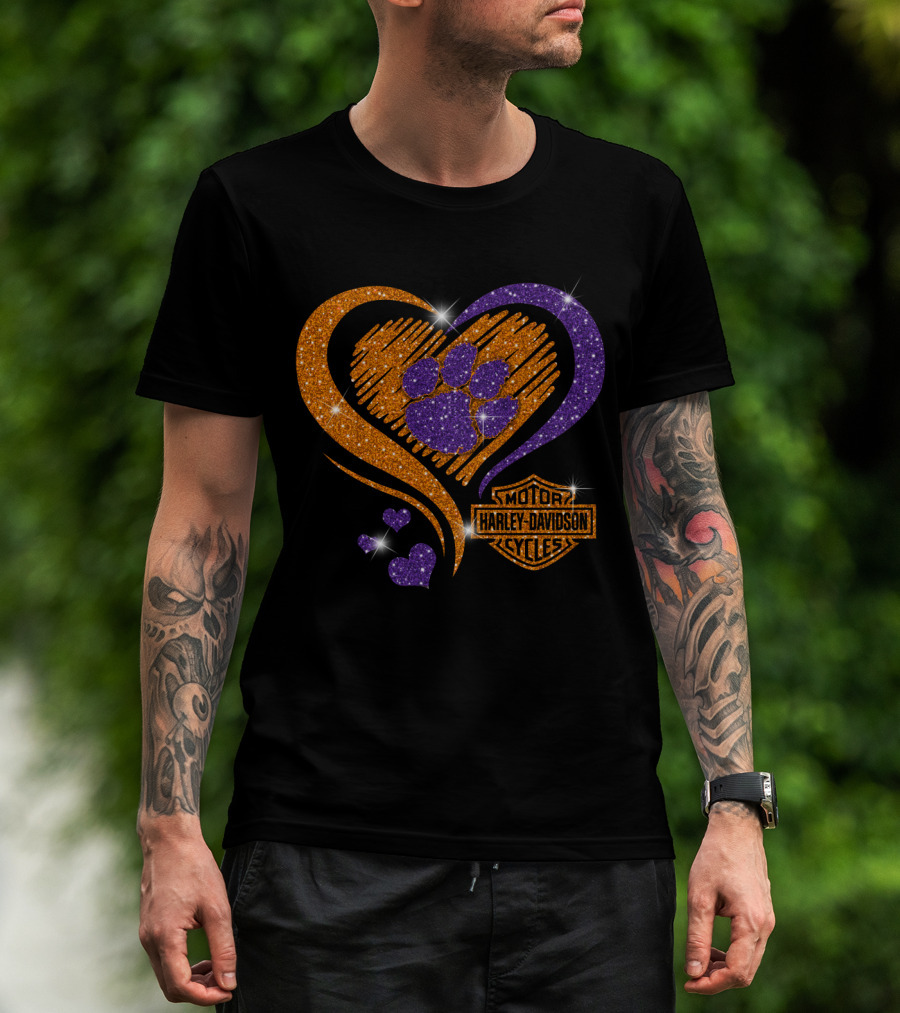 Clemson Tigers Heart Harley Davidson T-Shirt