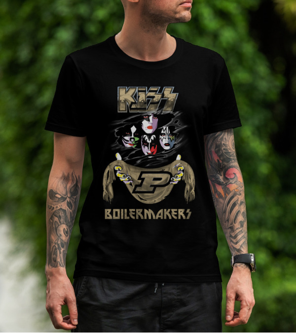 KISS Purdue Boilermakers P Logo Band Faces T-Shirt