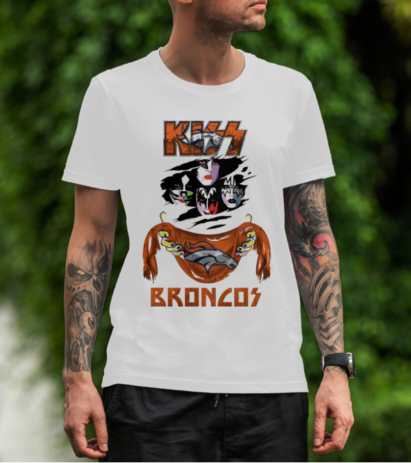 KISS Denver Broncos NFL Rock Band Crossover T-Shirt