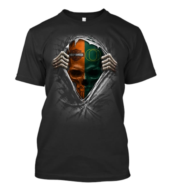 Harley Davidson Oregon Ducks Skull Xa Ncaa T-Shirt