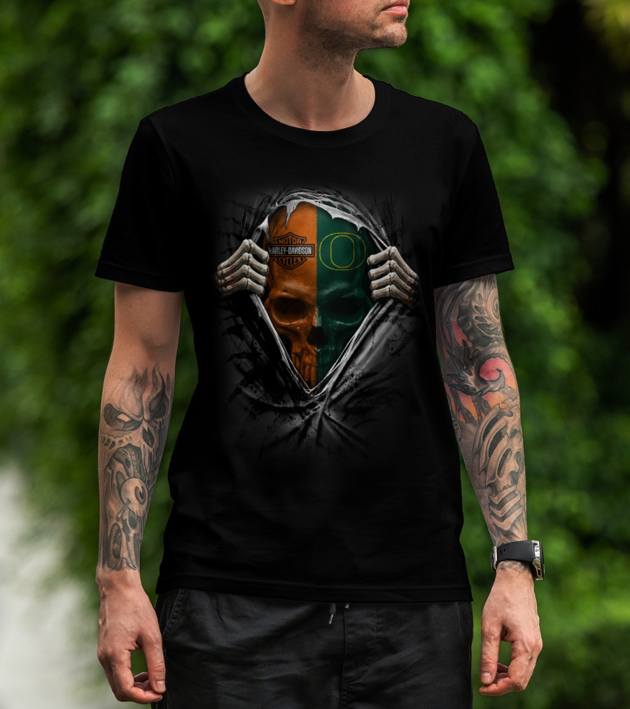 Harley Davidson Oregon Ducks Skull Xa Ncaa T-Shirt