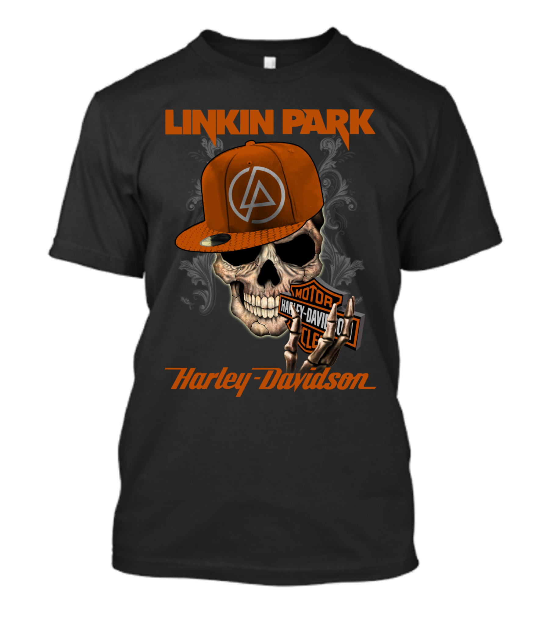 Linkin Park Harley Davidson Skull With Cap T-Shirt