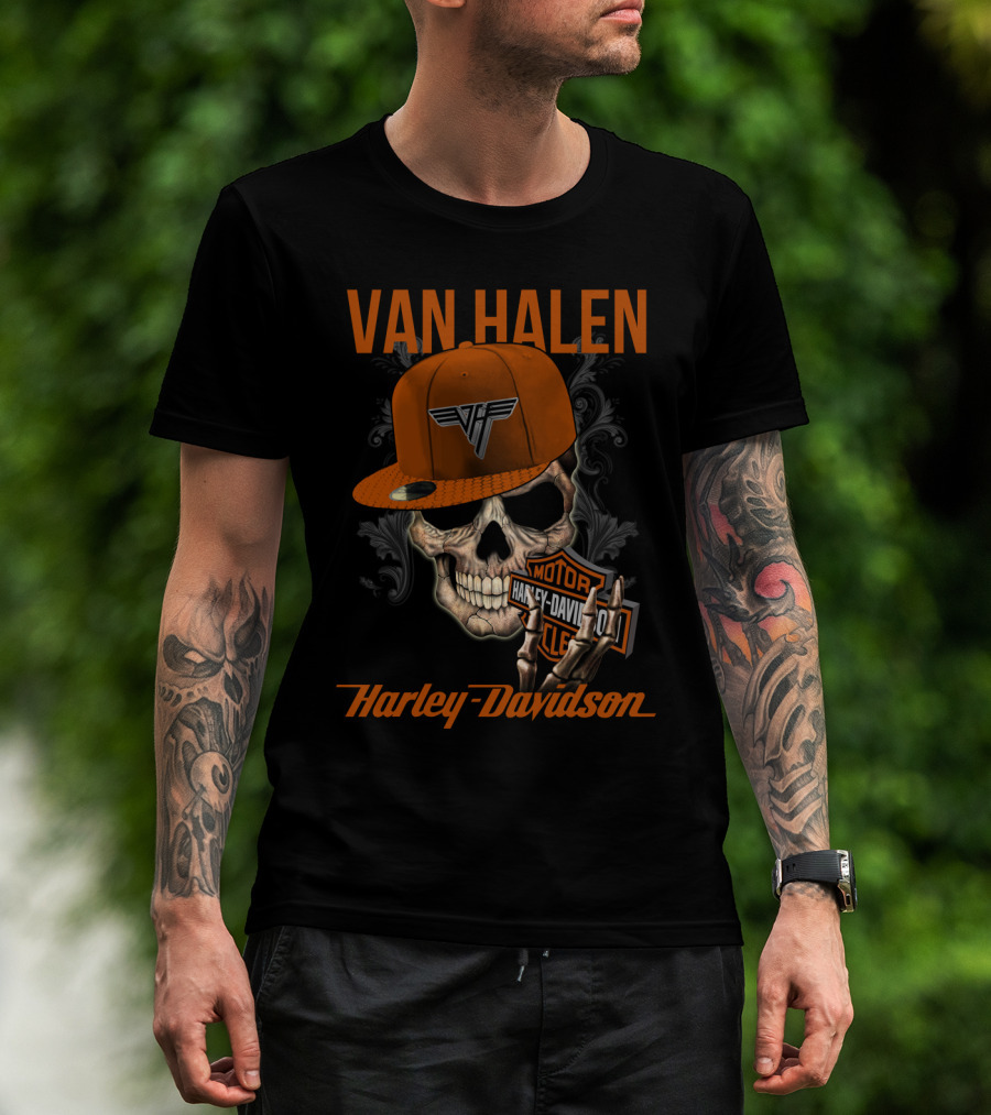 Van Halen Harley Davidson Skull Hat T-Shirt