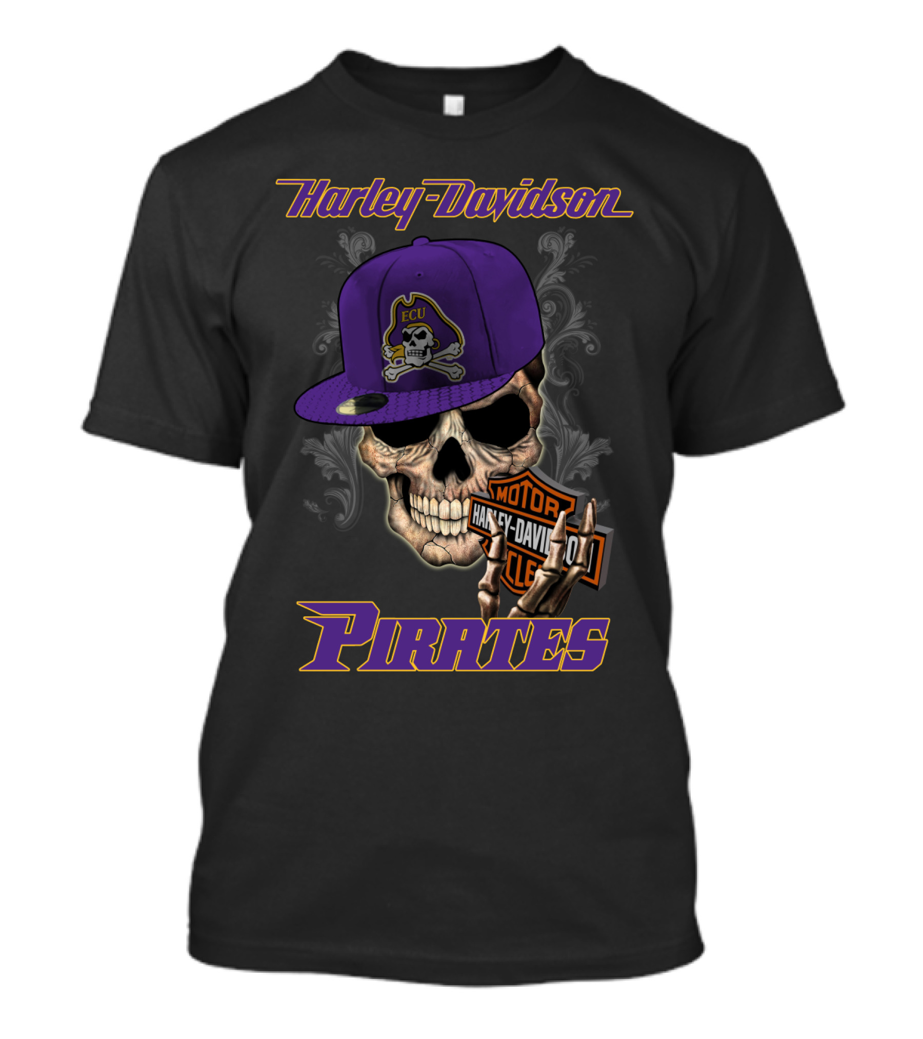 Harley Davidson Ecu Pirates Skull With Hat T-Shirt