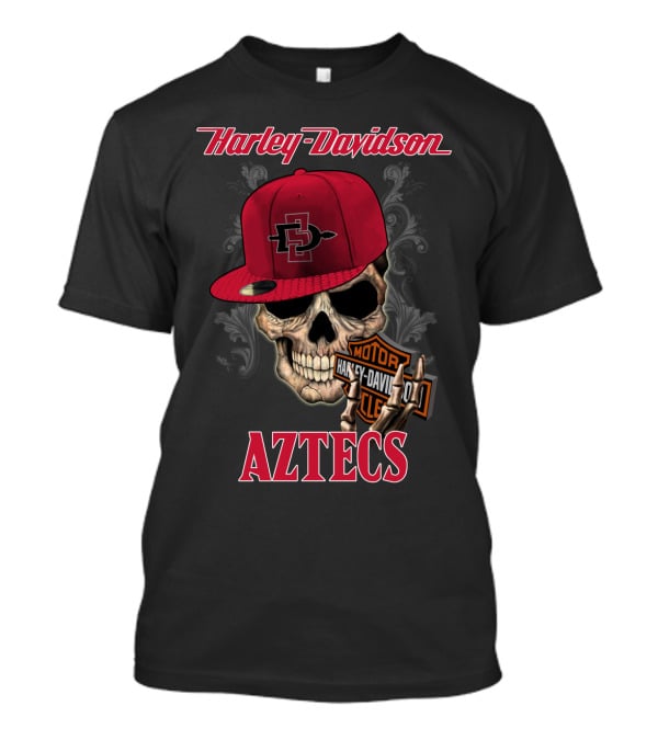 Harley Davidson San Diego State Aztecs Skull With Cap T-Shirt