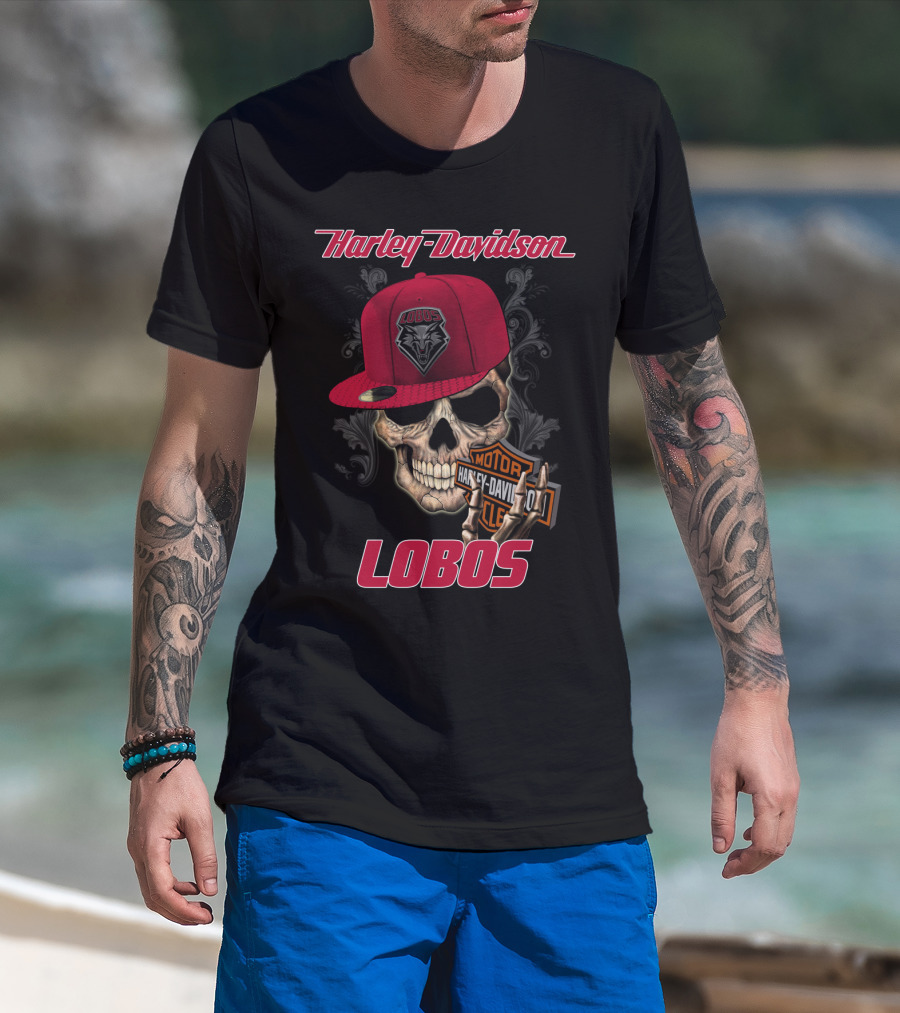 Harley Davidson Lobos New Mexico Skull Cap T-Shirt