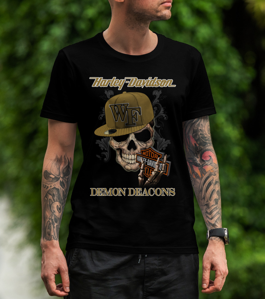 Harley Davidson Wf Skull Motorcycles Demon Deacons T-Shirt