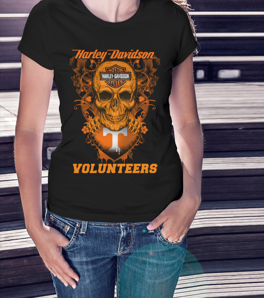 Harley Davidson Tennessee Volunteers Skull Art T-Shirt
