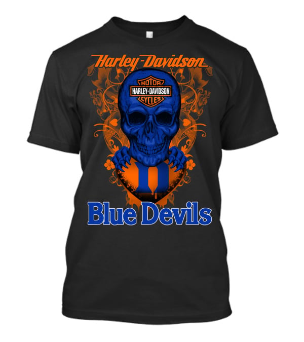 Harley Davidson Motorcycles Skull Blue Devils T-Shirt