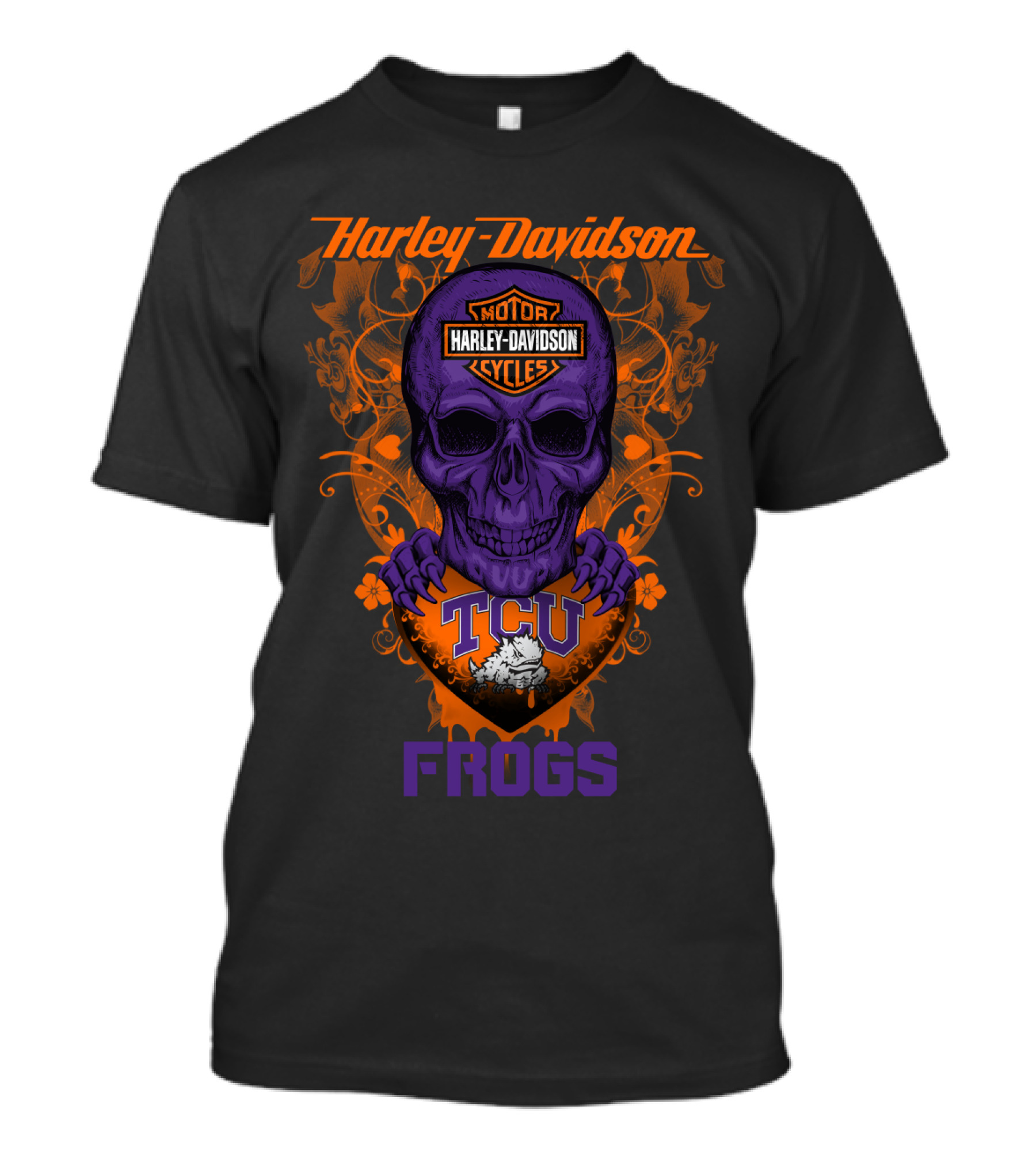 Harley Davidson Tcu Horned Frogs Skull T-Shirt