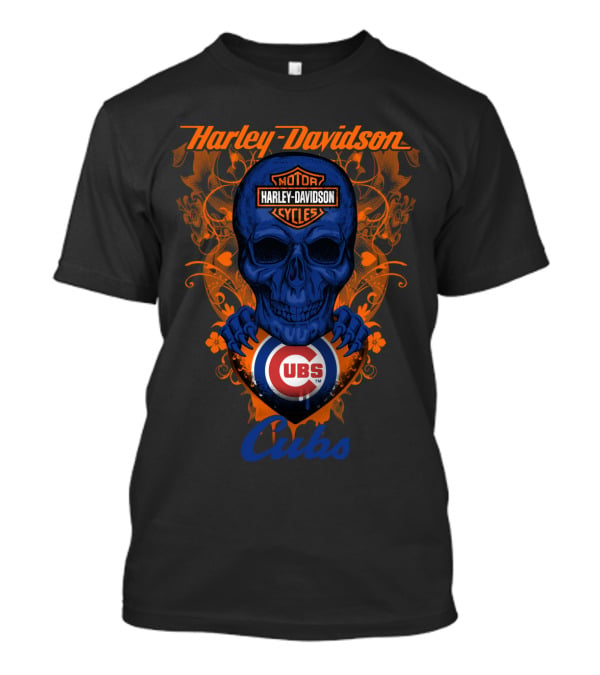 Harley Davidson Motorcycles Skull Cubs Chicago Mlb T-Shirt