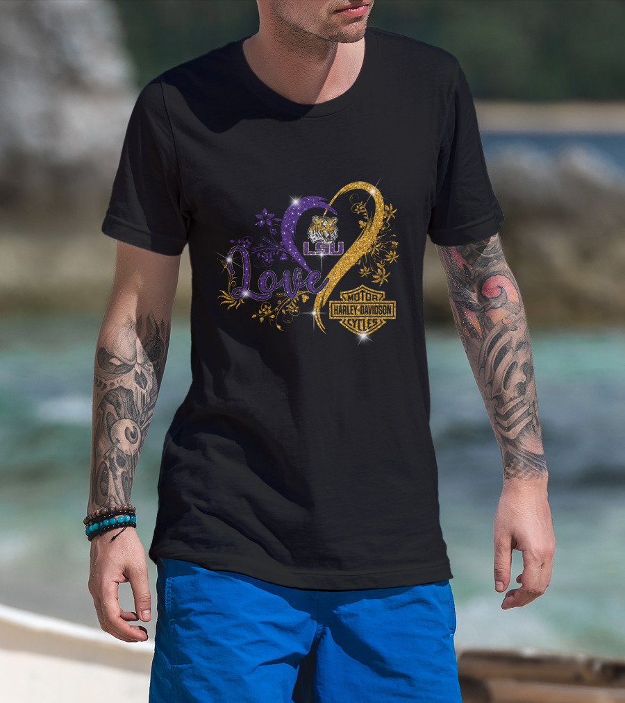 Love Lsu Tigers Harley Davidson Motorcycles T-Shirt