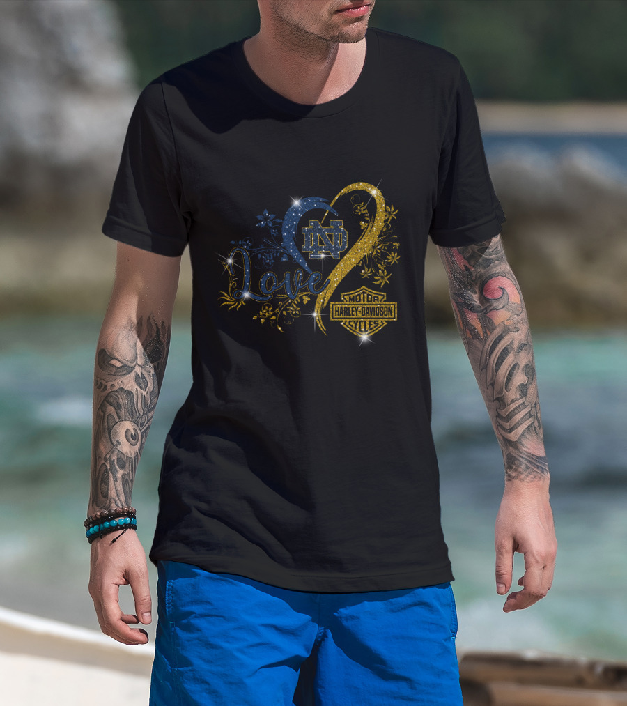 Love Notre Dame Fighting Irish Harley Davidson Motorcycles T-Shirt