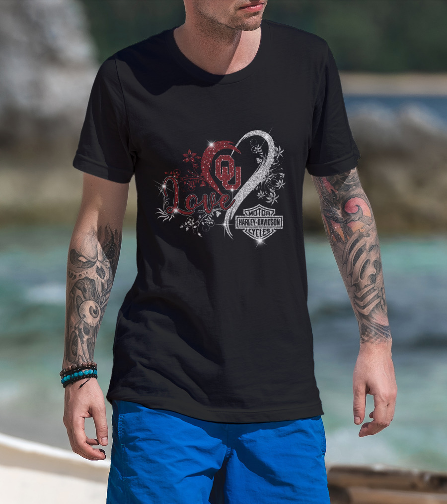 Love Oklahoma Sooners Ou Harley Davidson Cycles T-Shirt
