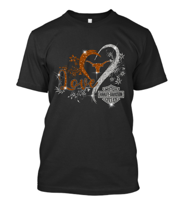 Love Texas Longhorns Harley Davidson Cycles T-Shirt