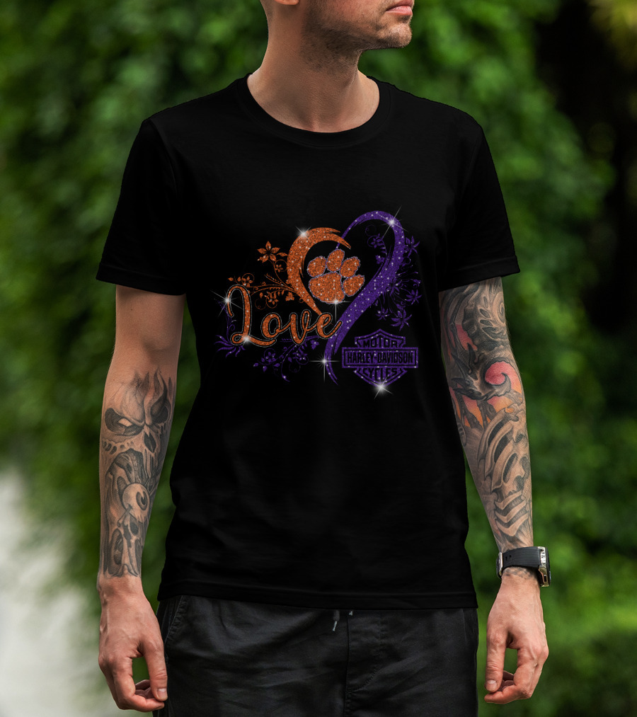 Love Clemson Tigers Harley Davidson Motorcycles T-Shirt