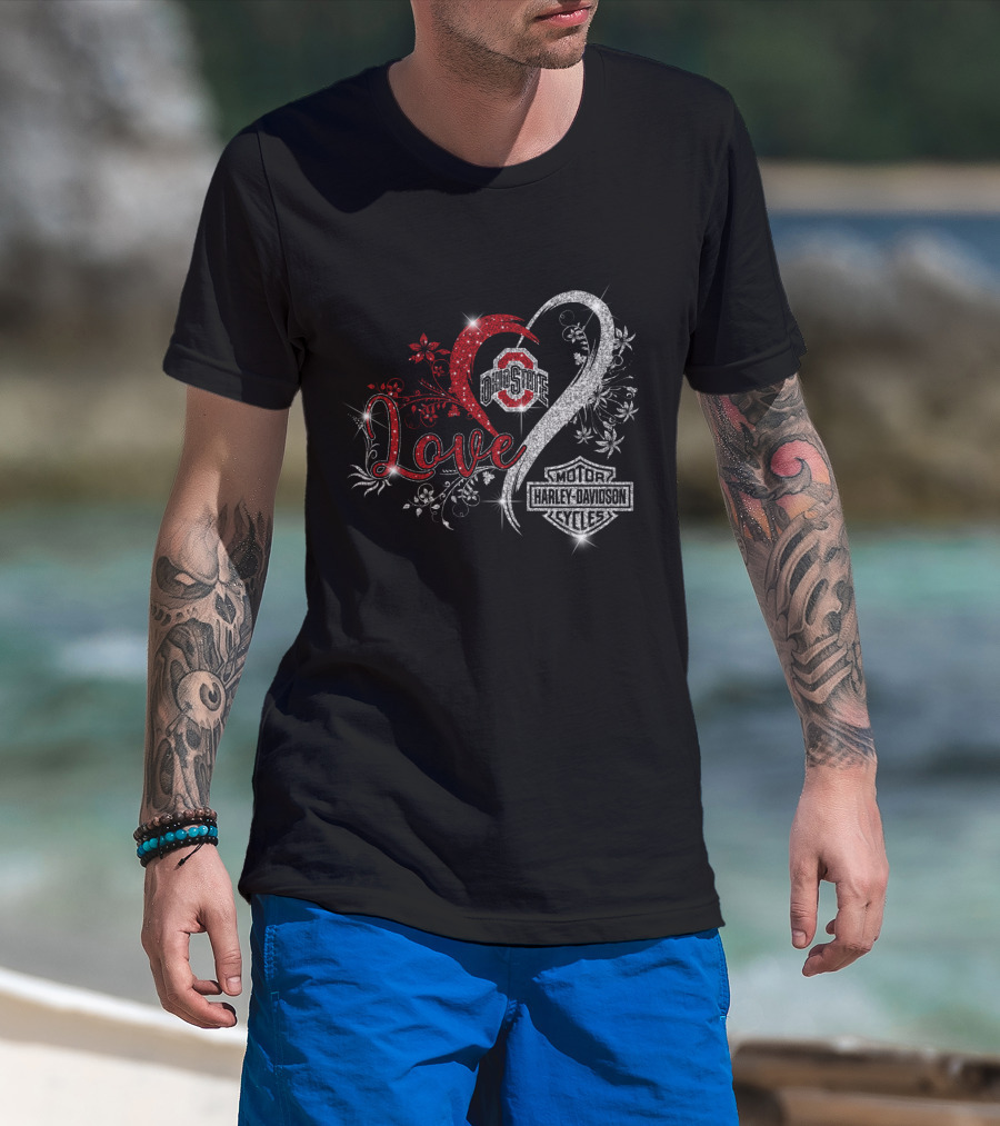 Love Ohio State Buckeyes Harley Davidson Cycles T-Shirt