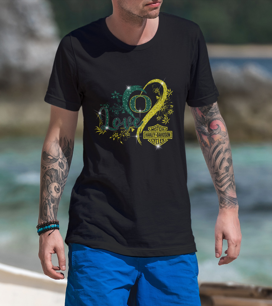 Love Oregon Ducks Harley Davidson Motor Cycles T-Shirt