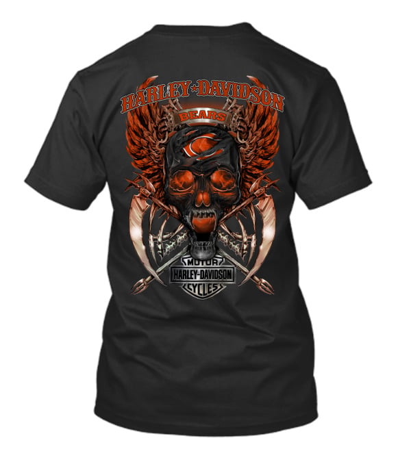 Harley Davidson Bears Skull Wings Graphic Chicago Bears T-Shirt