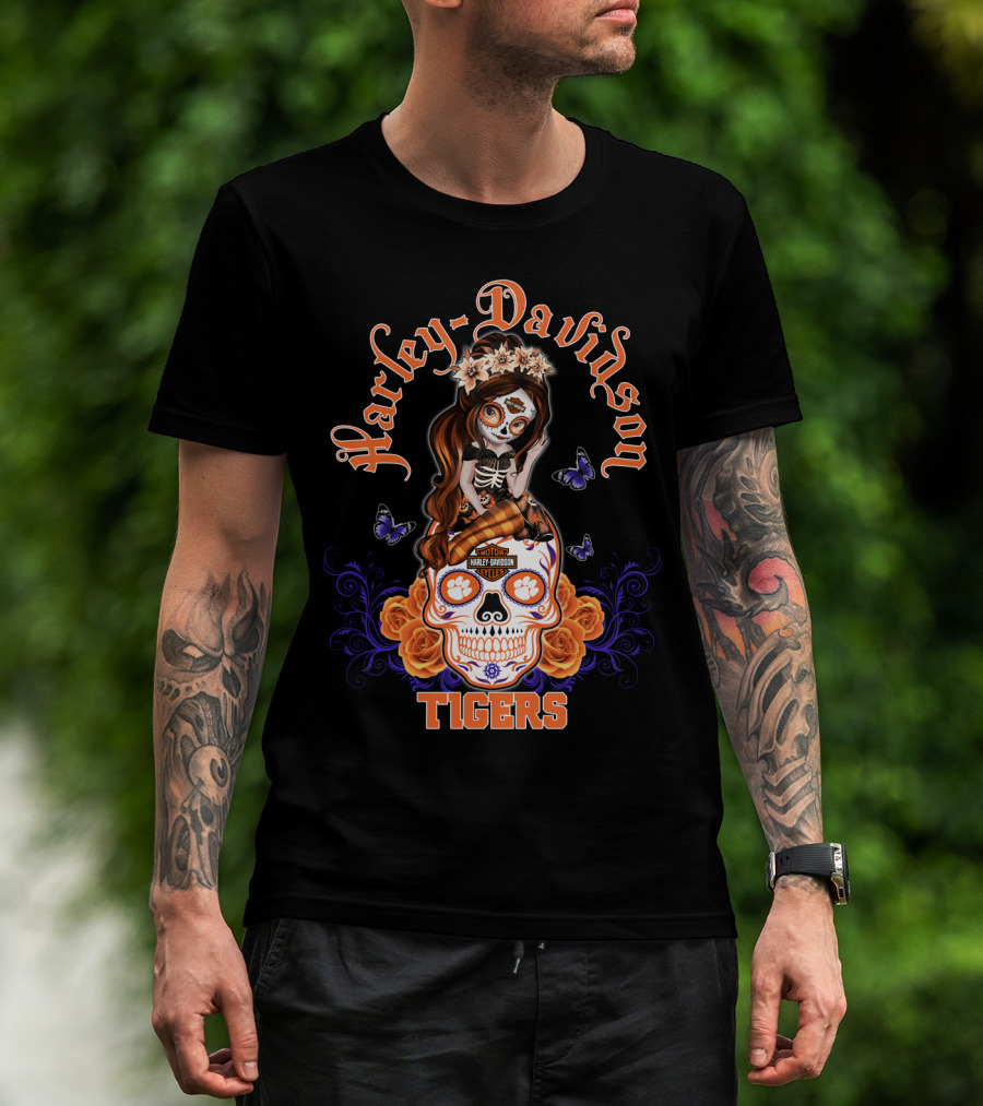 Harley Davidson Skull Girl Tigers T-Shirt