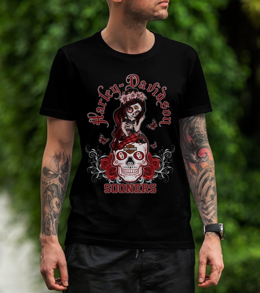 Harley Davidson Oklahoma Sooners Sugar Skull Girl T-Shirt