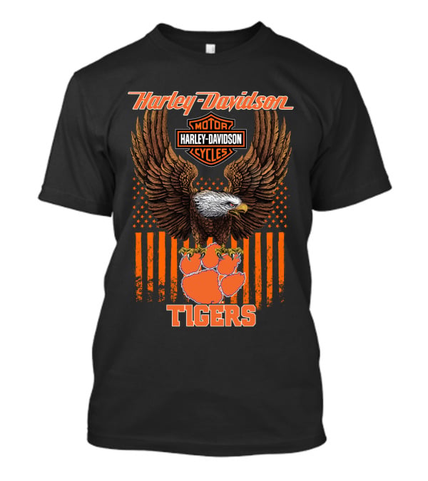 Harley Davidson Motor Cycles Eagle Clemson Tigers T-Shirt