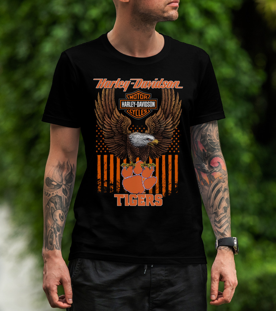 Harley Davidson Motor Cycles Eagle Clemson Tigers T-Shirt