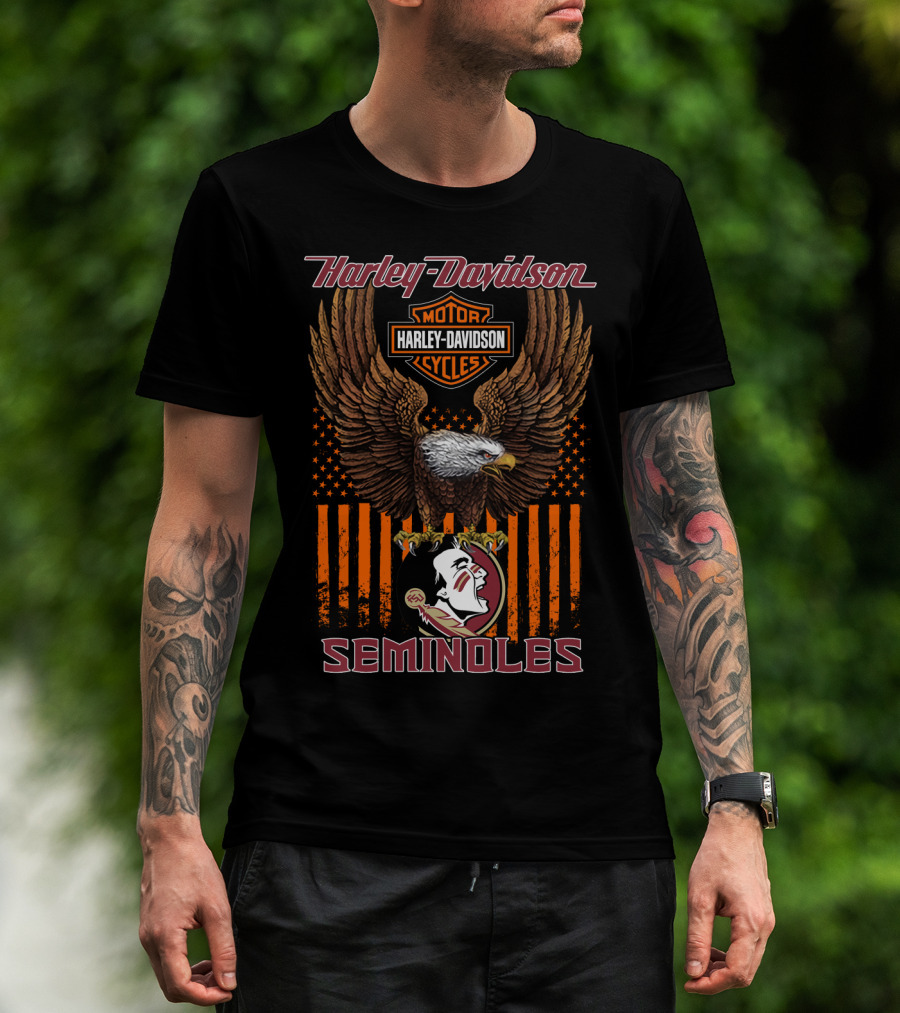 Harley Davidson Motor Cycles Eagle Seminoles Florida State T-Shirt