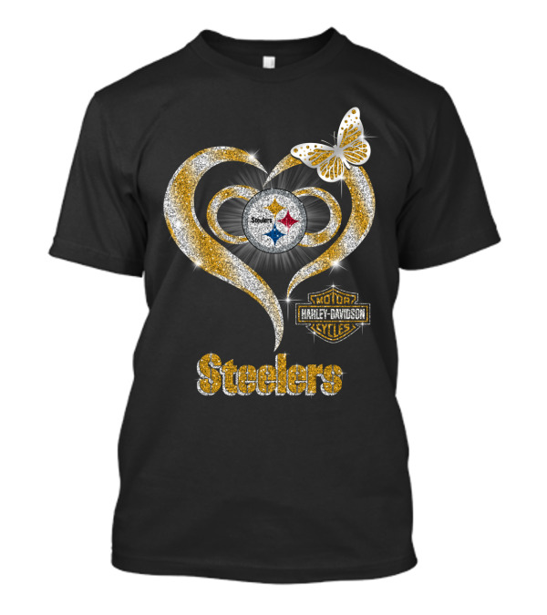Steelers Heart Harley Davidson Butterfly T-Shirt