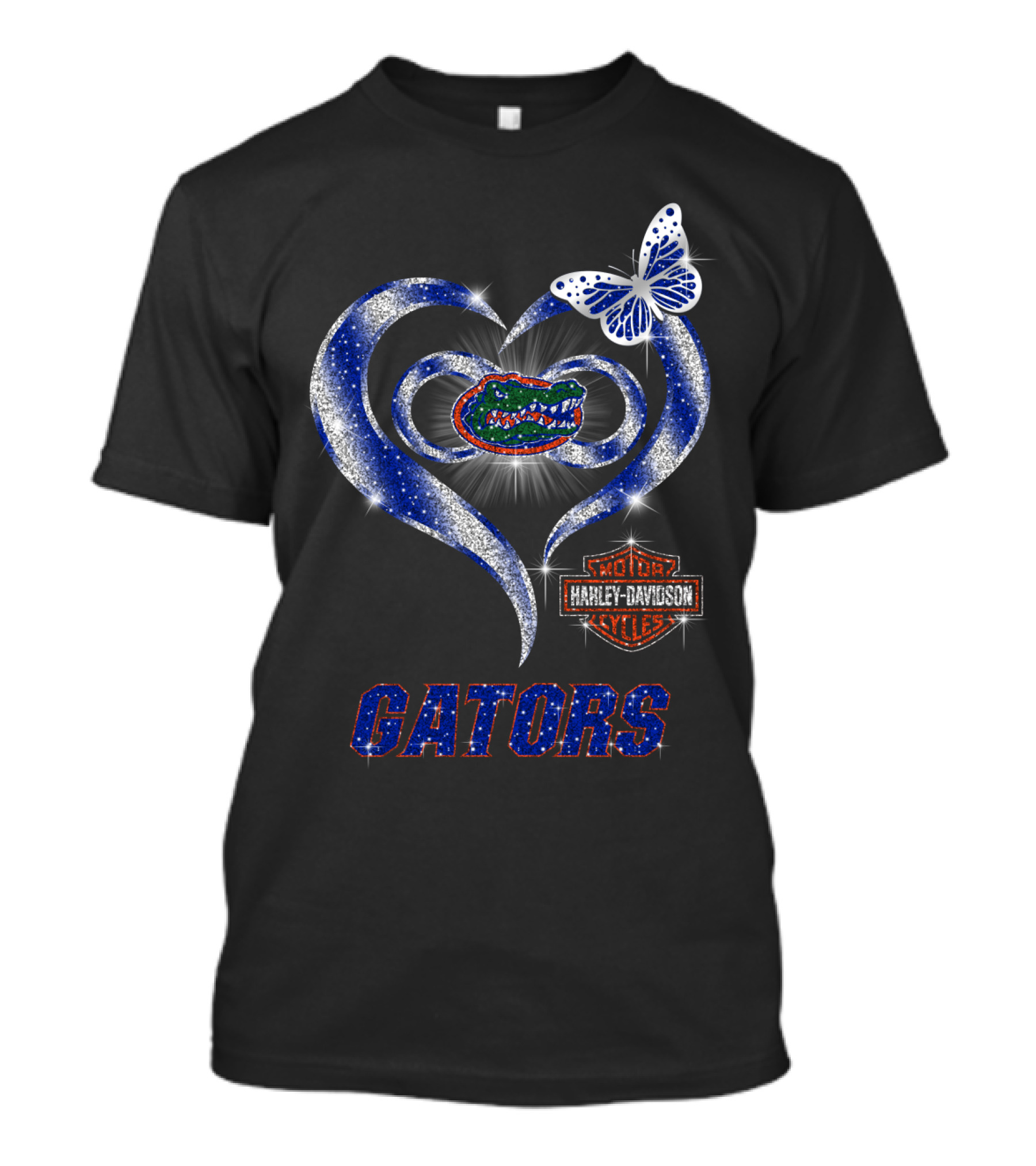 Hlh01 Florida Gators Harley Davidson Heart Butterfly T-Shirt