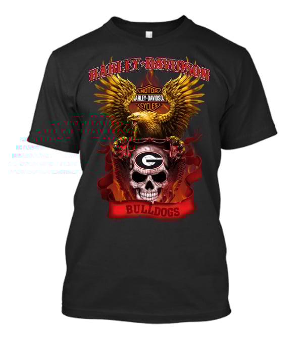 Harley Davidson Motorcycles Georgia Bulldogs Skull Eagle T-Shirt