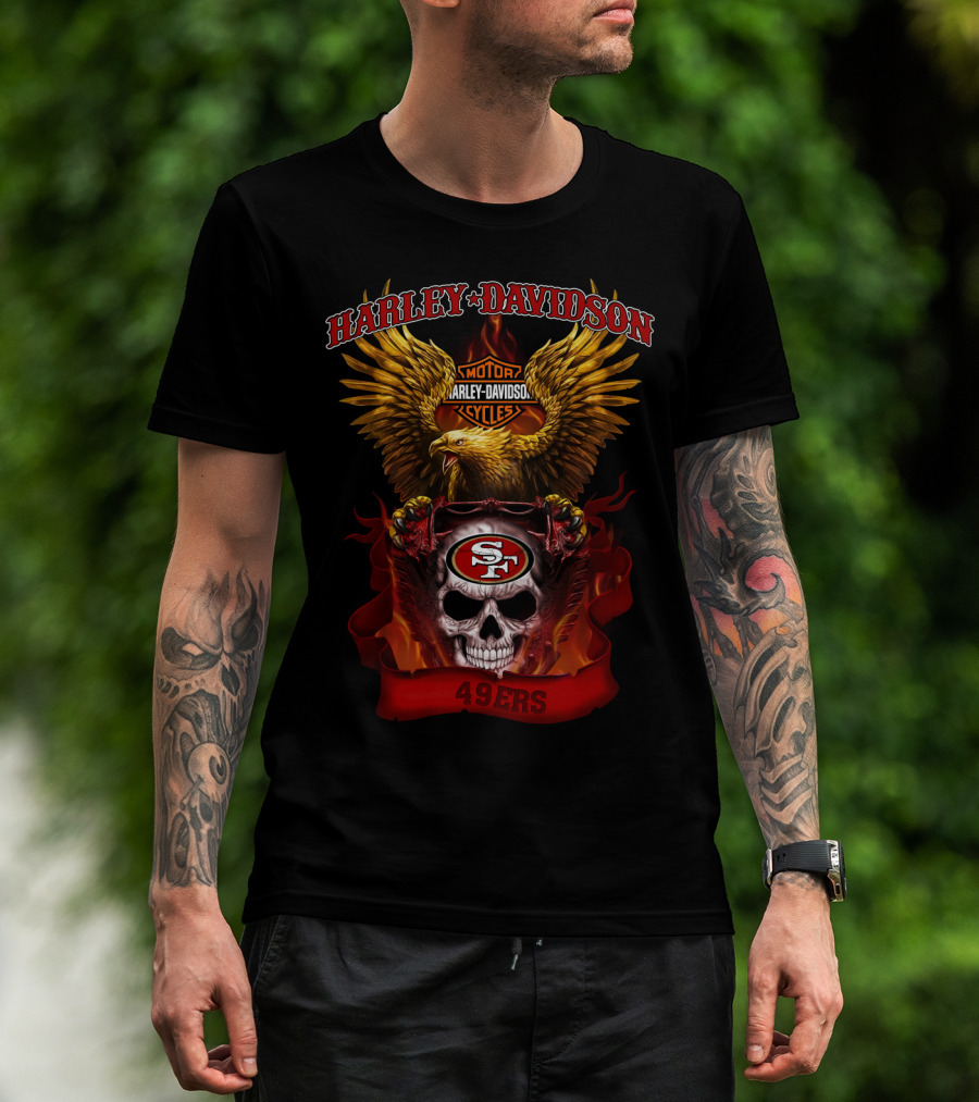Harley Davidson 49ers Motorcycles Sf Skull Eagle T-Shirt