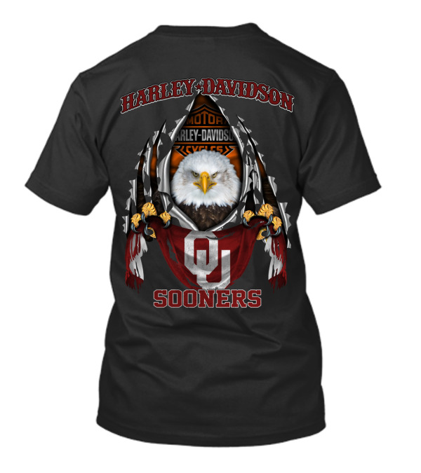 Harley Davidson Sooners Oklahoma Ncaa Bald Eagle T-Shirt