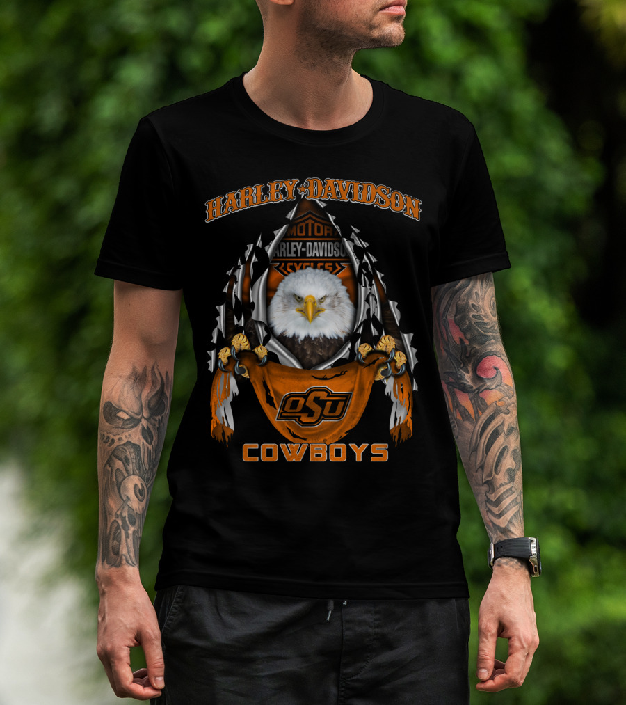 Harley Davidson Osu Cowboys Eagle Motorcycles T-Shirt