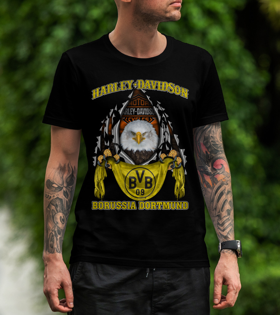 Harley Davidson Bvb 09 Borussia Dortmund Eagle Motor Cycles T-Shirt