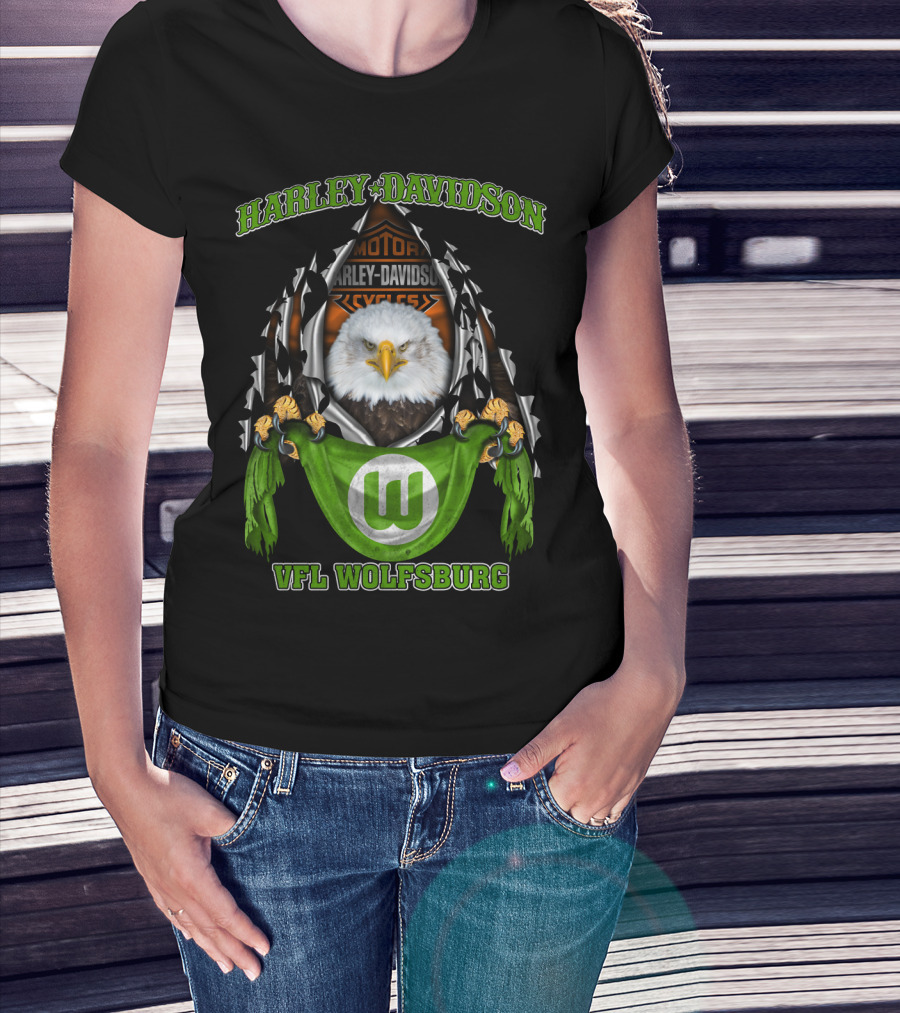 Harley Davidson Vfl Wolfsburg Eagle Motorcycle Motif T-Shirt