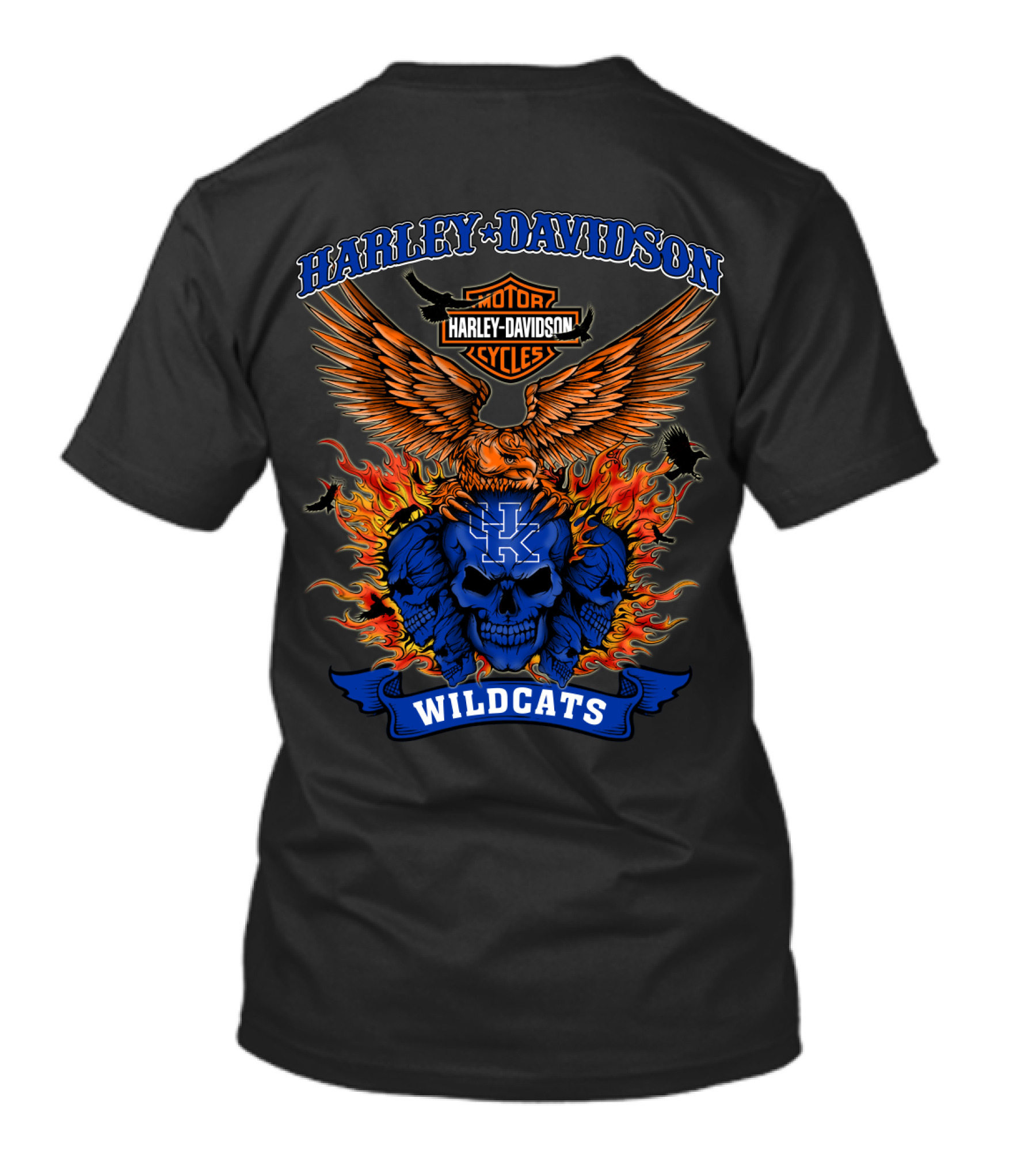 Harley Davidson Motorcycles Kentucky Wildcats Skull Flame T-Shirt